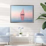 Pink Sailboat Pastel Sunset Reflection - Boat Canvas Wall Art
