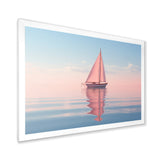 Pink Sailboat Pastel Sunset Reflection - Boat Canvas Wall Art
