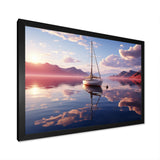 White Sailboat Pink Cloud Sunset Reflection - Boat Canvas Wall Art
