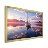 White Sailboat Pink Cloud Sunset Reflection - Boat Canvas Wall Art