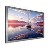 White Sailboat Pink Cloud Sunset Reflection - Boat Canvas Wall Art