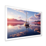 White Sailboat Pink Cloud Sunset Reflection - Boat Canvas Wall Art