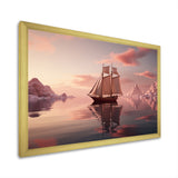 Pink Sailboat Pink Cloud Sunset Reflection - Boat Canvas Wall Art