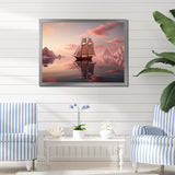 Pink Sailboat Pink Cloud Sunset Reflection - Boat Canvas Wall Art
