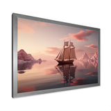 Pink Sailboat Pink Cloud Sunset Reflection - Boat Canvas Wall Art
