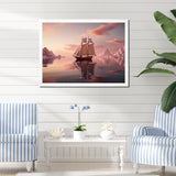 Pink Sailboat Pink Cloud Sunset Reflection - Boat Canvas Wall Art