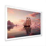 Pink Sailboat Pink Cloud Sunset Reflection - Boat Canvas Wall Art
