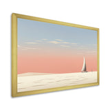 White Sailboat Sailing Into Pink Sunset - Boat Canvas Wall Art