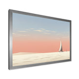 White Sailboat Sailing Into Pink Sunset - Boat Canvas Wall Art