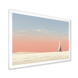 White Sailboat Sailing Into Pink Sunset - Boat Canvas Wall Art