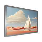 White Sailboat Floating Towards Pink Beach - Boat Canvas Wall Art