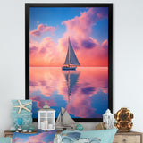 Sailboat Vibrant Pink And Sunset Reflection - Boat Canvas Wall Art