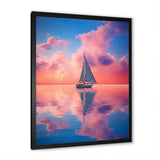 Sailboat Vibrant Pink And Sunset Reflection - Boat Canvas Wall Art