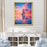Sailboat Vibrant Pink And Sunset Reflection - Boat Canvas Wall Art