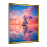 Sailboat Vibrant Pink And Sunset Reflection - Boat Canvas Wall Art