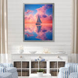 Sailboat Vibrant Pink And Sunset Reflection - Boat Canvas Wall Art
