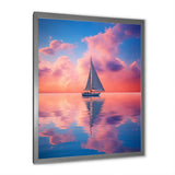 Sailboat Vibrant Pink And Sunset Reflection - Boat Canvas Wall Art