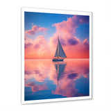 Sailboat Vibrant Pink And Sunset Reflection - Boat Canvas Wall Art