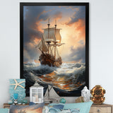 White Majestic Sailboat In Storm - Boat Canvas Wall Art