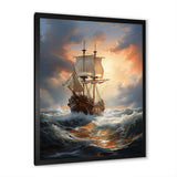 White Majestic Sailboat In Storm - Boat Canvas Wall Art