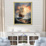 White Majestic Sailboat In Storm - Boat Canvas Wall Art