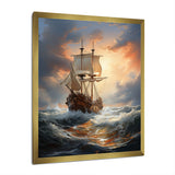 White Majestic Sailboat In Storm - Boat Canvas Wall Art