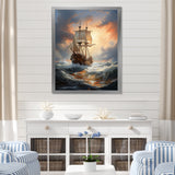 White Majestic Sailboat In Storm - Boat Canvas Wall Art