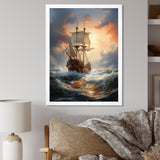 White Majestic Sailboat In Storm - Boat Canvas Wall Art