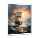 White Majestic Sailboat In Storm - Boat Canvas Wall Art
