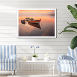 Dinghy Boat Serenity Pastel Sunset - Boat Canvas Wall Art