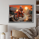 Red Dirt Bike Riding In Japanese Mountains - Bicycle Canvas Wall Art