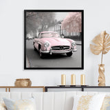 Pink Classic Mercedes Vintage Photography - Classic Cars Canvas Wall Art