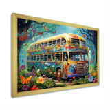Magic Hippie Bus In The Flower Forest - Car Van Canvas Wall Art