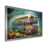 Magic Hippie Bus In The Flower Forest - Car Van Canvas Wall Art