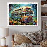 Magic Hippie Bus In The Flower Forest - Car Van Canvas Wall Art