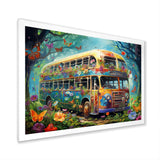 Magic Hippie Bus In The Flower Forest - Car Van Canvas Wall Art