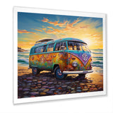Magic Hippie Bus On The Beach - Car Van Canvas Wall Art