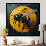 Honey Bee On Yellow - Bee Large Canvas Wall Art