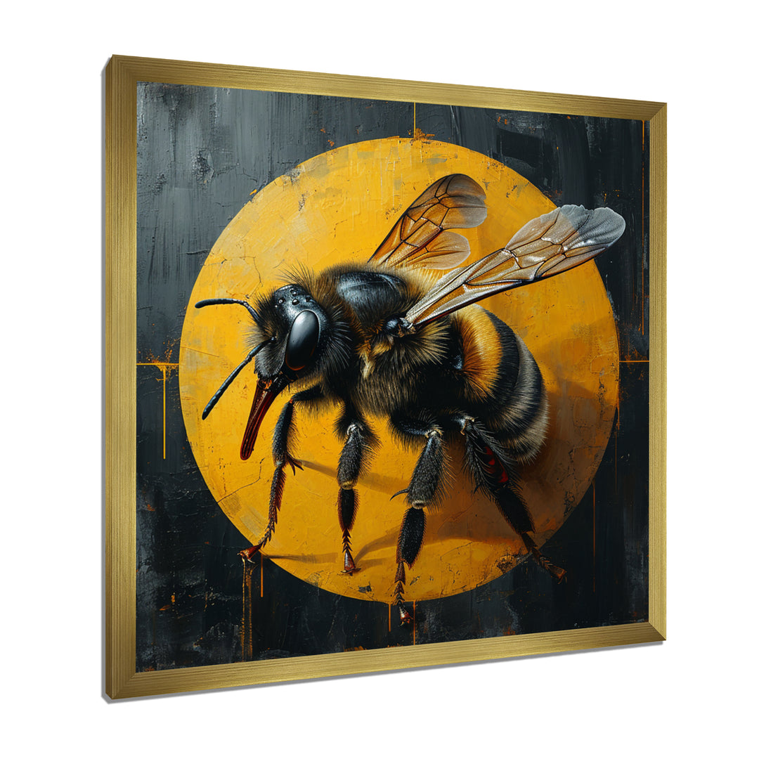 Honey Bee On Yellow - Bee Large Canvas Wall Art