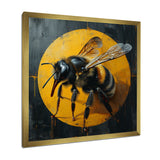 Honey Bee On Yellow - Bee Large Canvas Wall Art