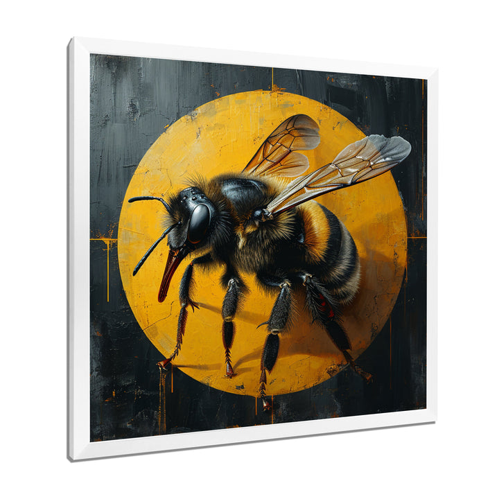 Honey Bee On Yellow - Bee Large Canvas Wall Art