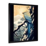 Blue Bird On Winter Brench - Bird Home Decor Art