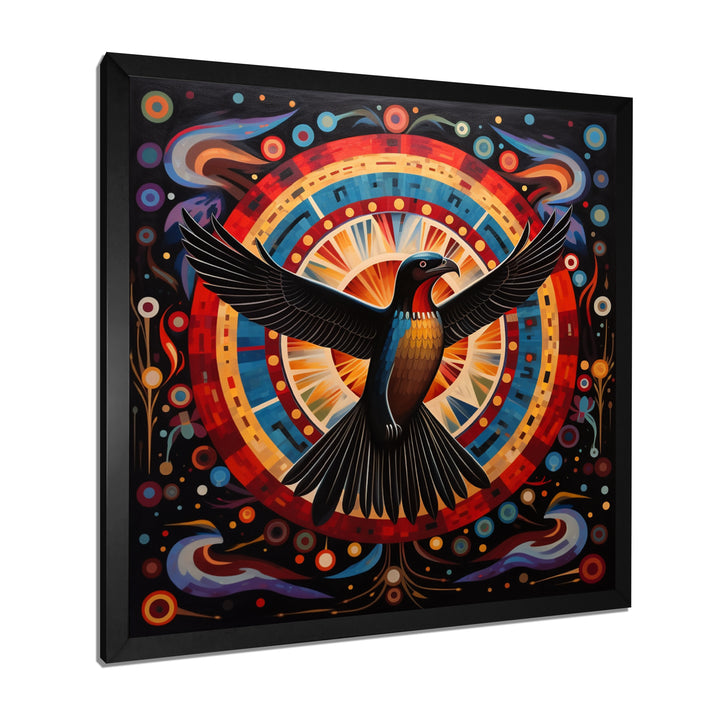 Majestic Black Eagle Ethnic Seal - Multi-Color Eagle Wall Art