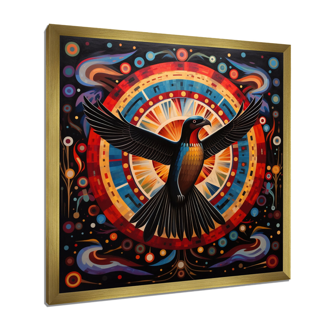 Majestic Black Eagle Ethnic Seal - Multi-Color Eagle Wall Art