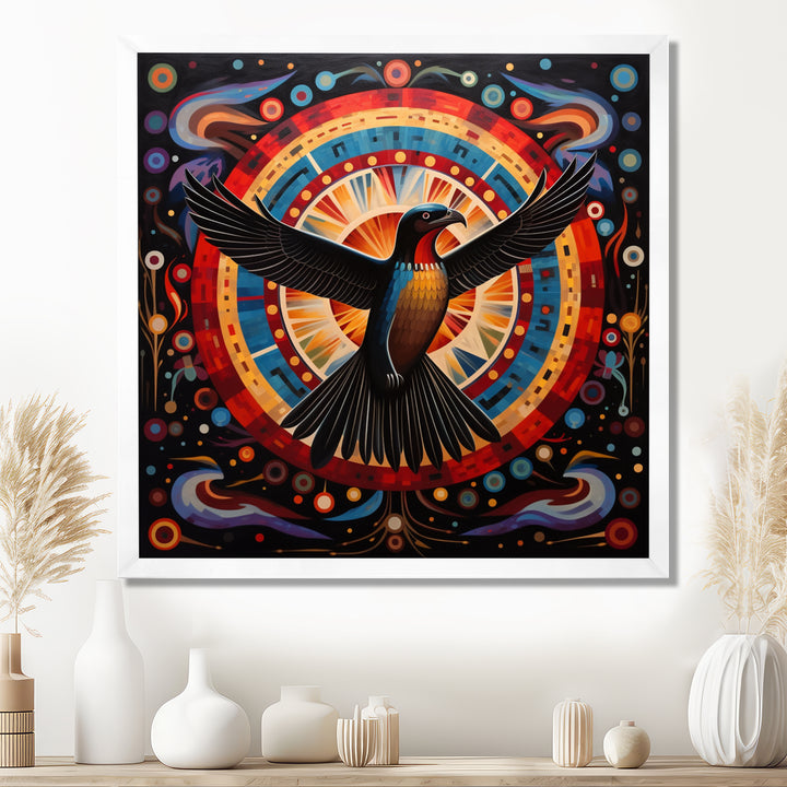 Majestic Black Eagle Ethnic Seal - Multi-Color Eagle Wall Art