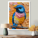 Blue Nightingale Bird On Branch - Multi-Color Bird Wall Art