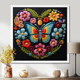 Floral Boho Papillon Embroidery - Butterfly Wall Decor