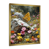 Tiger Swallowtail On Rock In Flower Field - Butterfly Wall Art Prints