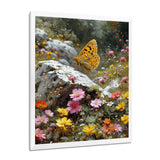 Tiger Swallowtail On Rock In Flower Field - Butterfly Wall Art Prints
