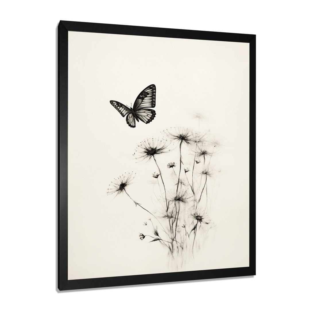 Butterfly Petals of Promise Minimal Monochrome - Butterfly Framed Canvas Art